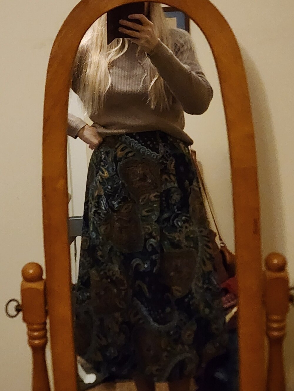 Multi-colored paisley maxi skirt